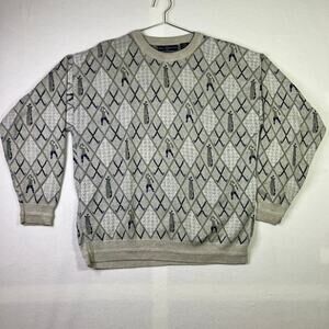 Vintage Cape Isle Knitters Mens L Golf Knit Sweater Coastal Grandpa